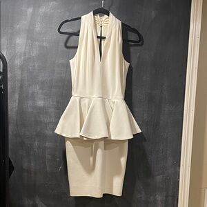 AJ Bari 80s vintage Cream Peplum cocktail Dress. Mob wife. Beautiful classic!